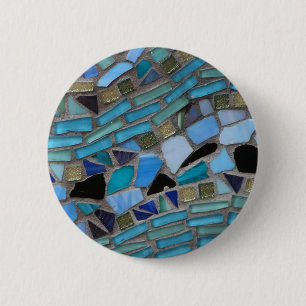 Macaron Rond 5 Cm Carrelage mosaïque bleu et vert