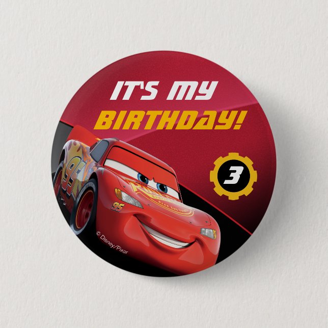 Macaron Rond 5 Cm Cars Lightning McQueen | Anniversaire (Devant)