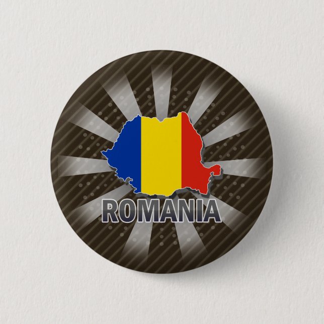 Macaron Rond 5 Cm Carte 2,0 de drapeau de la Roumanie (Devant)