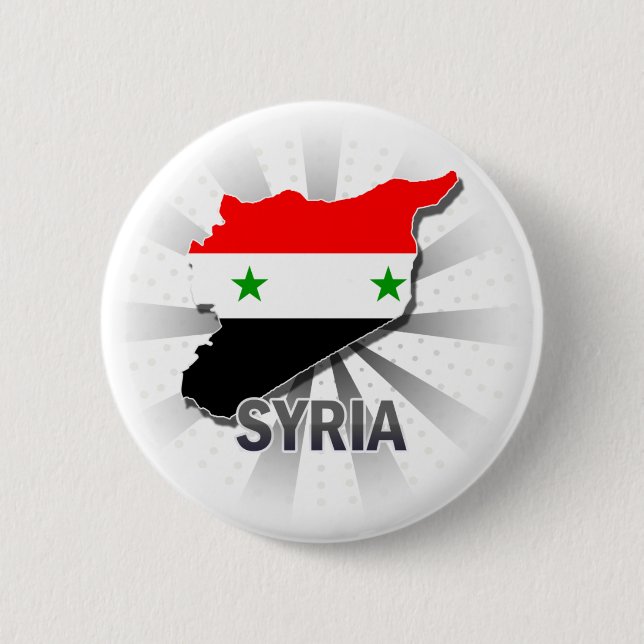 Macaron Rond 5 Cm Carte 2,0 de drapeau de la Syrie (Devant)