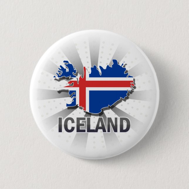 Macaron Rond 5 Cm Carte 2,0 de drapeau de l'Islande (Devant)