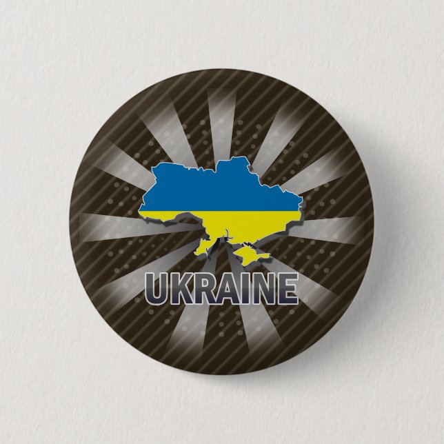 Macaron Rond 5 Cm Carte 2,0 de drapeau de l'Ukraine (Devant)
