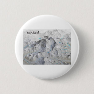 Macaron Rond 5 Cm Carte 3D du Mont Everest avec Étiquettes