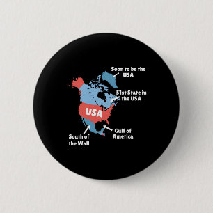 Macaron Rond 5 Cm Carte Amusante Trump Des États-Unis - Canada, Groe
