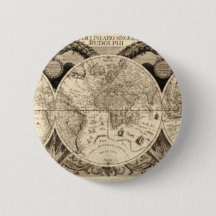 Macaron Rond 5 Cm Carte antique du monde par Philipp Eckebrecht -