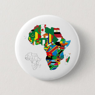 Macaron Rond 5 Cm Carte continente de drapeau de l'Afrique