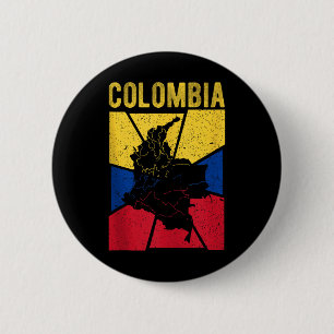 Macaron Rond 5 Cm Carte de Colombie Drapeau Patriote Expatrié Nation