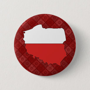 Macaron Rond 5 Cm Carte de drapeau de la Pologne normale