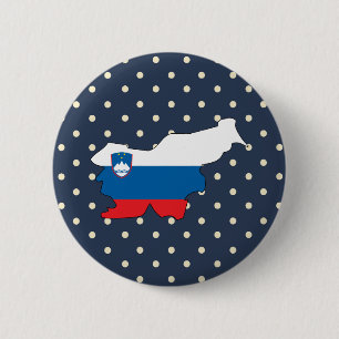 Macaron Rond 5 Cm carte de drapeau de la Slovénie sur le pois
