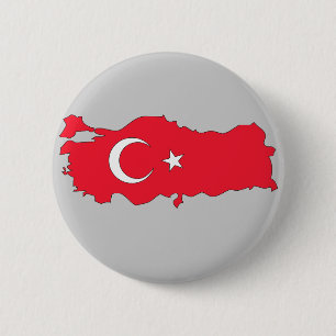 Macaron Rond 5 Cm Carte de drapeau de la Turquie