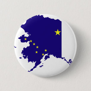 Macaron Rond 5 Cm Carte de drapeau de l'Alaska