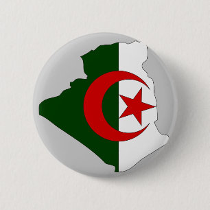 Macaron Rond 5 Cm Carte de drapeau de l'Algérie