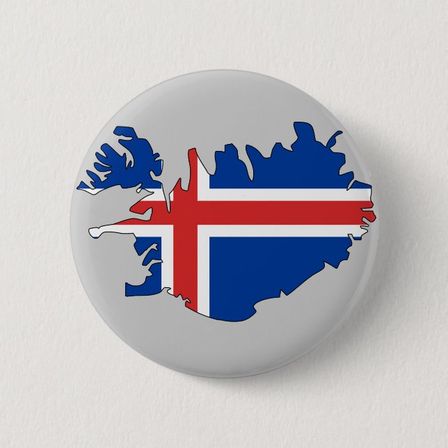 Macaron Rond 5 Cm Carte de drapeau de l'Islande (Devant)