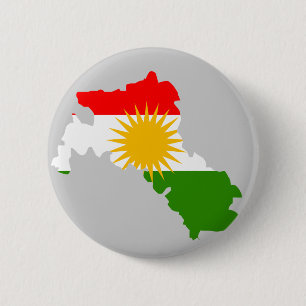 Macaron Rond 5 Cm Carte de drapeau du Kurdistan