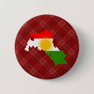 Macaron Rond 5 Cm Carte de drapeau du Kurdistan normale