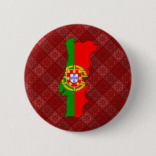 Macaron Rond 5 Cm Carte de drapeau du Portugal normale