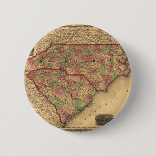 Macaron Rond 5 Cm Carte de la Caroline du Nord 1861 et de la