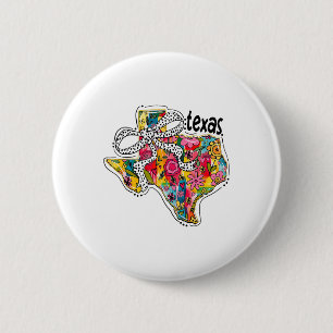 Macaron Rond 5 Cm Carte de l'état de Girls Texas Floral Coquette Bow