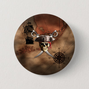 Macaron Rond 5 Cm Carte de pirate
