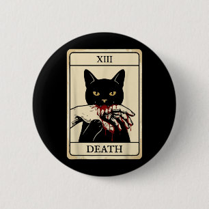Macaron Rond 5 Cm Carte de Tarot Chat Noir Occulte Sorcière Chat Noi