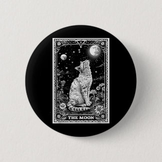 Macaron Rond 5 Cm Carte de Tarot de Chat Chapeau de Lune Sorcière Ha