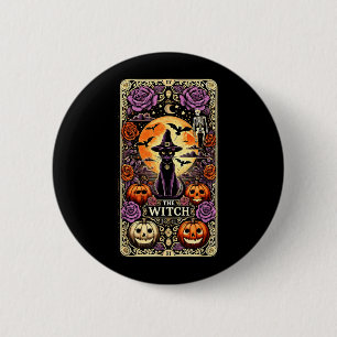 Macaron Rond 5 Cm Carte de tarot de chat noir gothique vintage de la