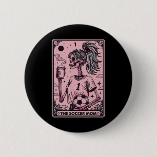 Macaron Rond 5 Cm Carte de tarot de maman de football féminine, mama