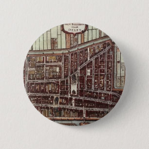 Macaron Rond 5 Cm Carte de ville de Delft 1649
