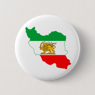 Macaron Rond 5 Cm Carte du drapeau iranien avec logo de Lion