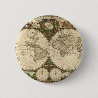 Macaron Rond 5 Cm Carte du monde 1660 par Frederick de Wit