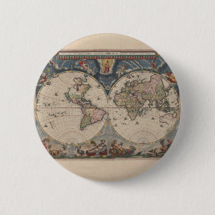 Macaron Rond 5 Cm Carte du monde antique : Art de la cartographie hi