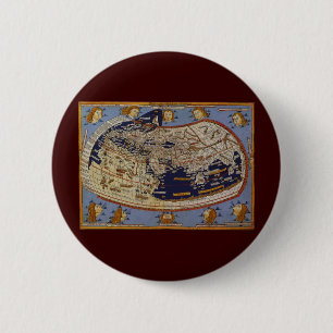 Macaron Rond 5 Cm Carte du monde antique Ptolémée, Johannes d'Arnshe