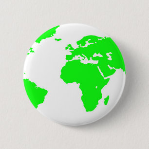 Macaron Rond 5 Cm Carte du monde blanc vert
