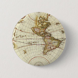 Macaron Rond 5 Cm Carte du Vieux Monde antique par Frederick de Wit,