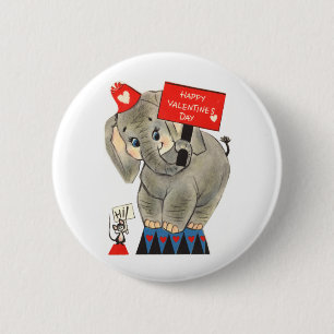 Macaron Rond 5 Cm Carte Elephant Valentine