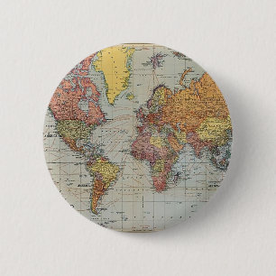 Macaron Rond 5 Cm Carte générale vintage du monde