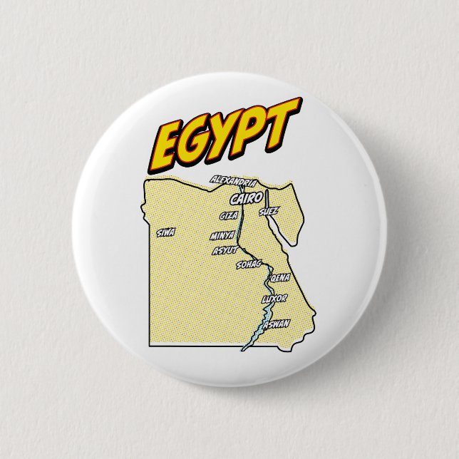 Macaron Rond 5 Cm Carte illustrée de l'Égypte dans le style Pop Art (Devant)