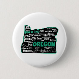 Macaron Rond 5 Cm Carte mignonne de l'Oregon, Portland, Salem, Eugen