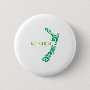 Macaron Rond 5 Cm Carte Nouvelle-Zélande Aotearoa Nouvelle-Zélande