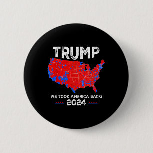 Macaron Rond 5 Cm Carte Patriotique Rouge Et Bleu, Donald Trump, Nou