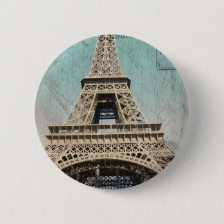 Macaron Rond 5 Cm Carte postale de Tour Eiffel de Paris