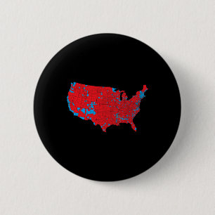 Macaron Rond 5 Cm Carte Red Wave Des Etats-Unis Dans L'Élection Prés