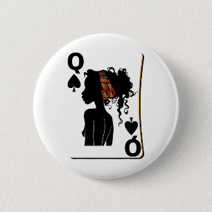 Macaron Rond 5 Cm Carte Reine Pique Afro American Black History Mont