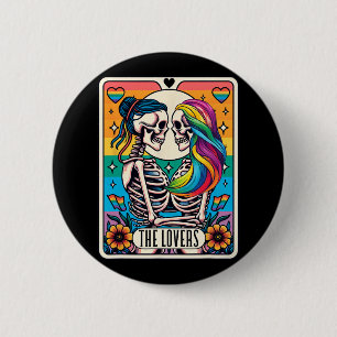 Macaron Rond 5 Cm Carte Tarot Les amoureux Rainbow Kissing Lesbian S