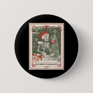 Macaron Rond 5 Cm Carte Tarot Squelette de Noël Le joyeux pharmacien