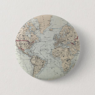 Macaron Rond 5 Cm Carte vintage du monde (1875)