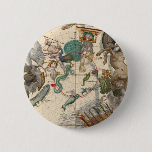 Macaron Rond 5 Cm Carte vintage du Pôle du sud