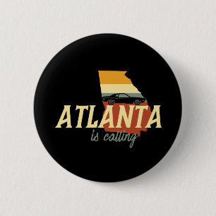 Macaron Rond 5 Cm Carte vintage Retro Atlanta Georgia USA City Map