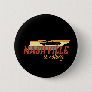 Macaron Rond 5 Cm Carte vintage Retro Nashville Tennessee USA City M