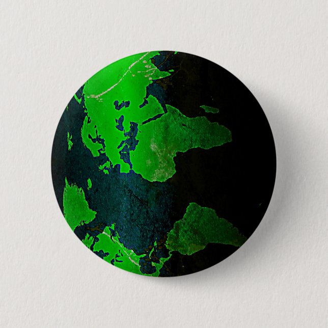 Macaron Rond 5 Cm Carte World Digital Earth Géographie Green Shine S (Devant)